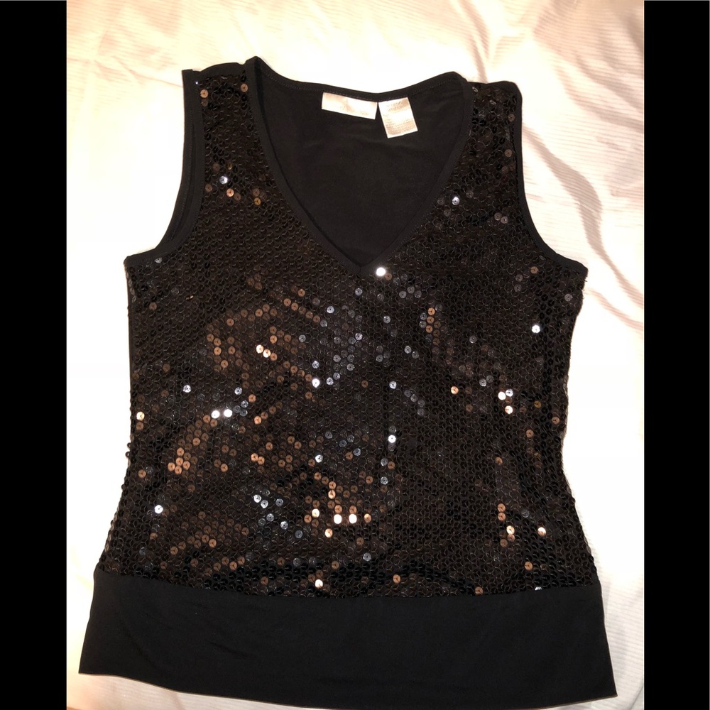 Black sequin front sleeveless